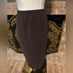 ST. JOHN COLLECTION Pencil Skirt Mahogany Dark Brown Elastic Waist NWT 8